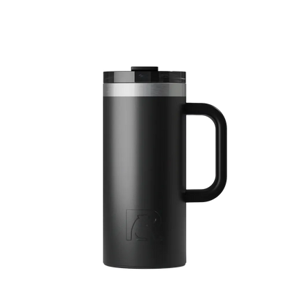 Front customization side of the RTIC Road Trip Travel Mug 16 oz in Black 