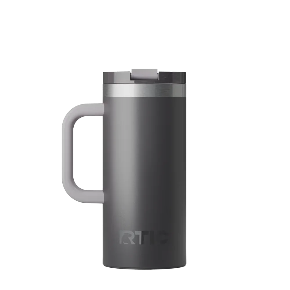 Back customization side of the RTIC Road Trip Travel Mug 16 oz in Graphite 