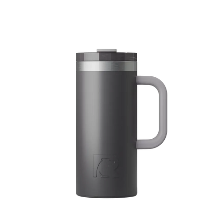 Front customization side of the RTIC Road Trip Travel Mug 16 oz in Graphite 