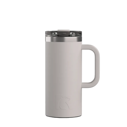 Front customization side of the RTIC Road Trip Travel Mug 16 oz in Cool Gray 
