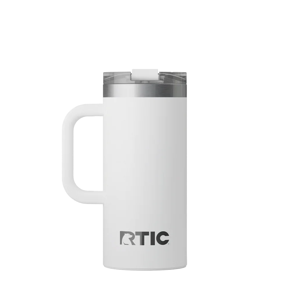 Back customization side of the RTIC Road Trip Travel Mug 16 oz in White 