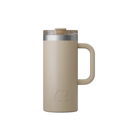 Front customization side of the RTIC Road Trip Travel Mug 16 oz in Beach 