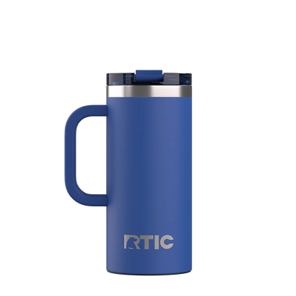 Back customization side of the RTIC Road Trip Travel Mug 16 oz in Cobalt 