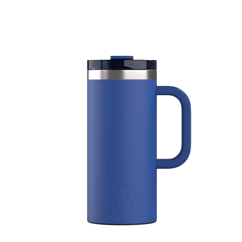 Front customization side of the RTIC Road Trip Travel Mug 16 oz in Cobalt 
