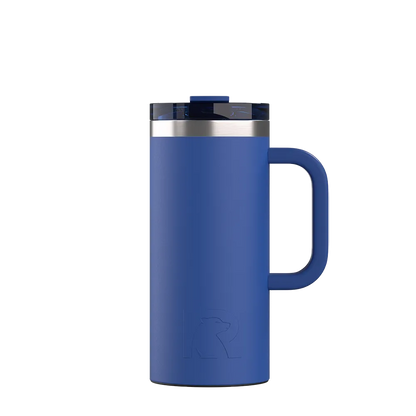 Front customization side of the RTIC Road Trip Travel Mug 16 oz in Cobalt 