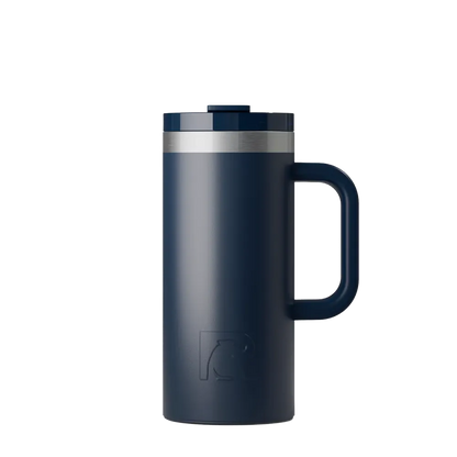 Front customization side of the RTIC Road Trip Travel Mug 16 oz in Navy 