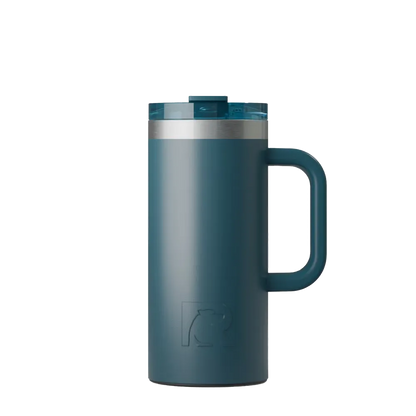Front customization side of the RTIC Road Trip Travel Mug 16 oz in Marine Blue 