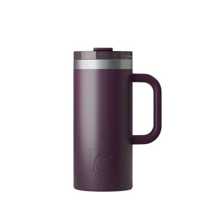 Front customization side of the RTIC Road Trip Travel Mug 16 oz in Plum 