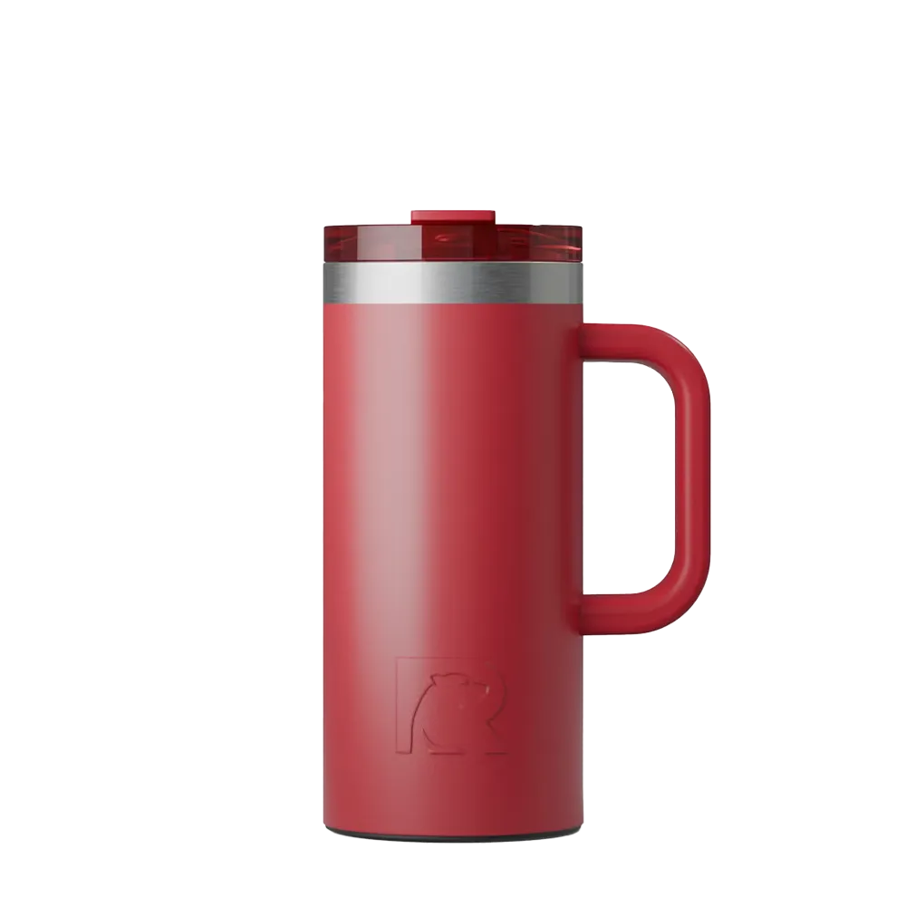 Front customization side of the RTIC Road Trip Travel Mug 16 oz in Flag Red 
