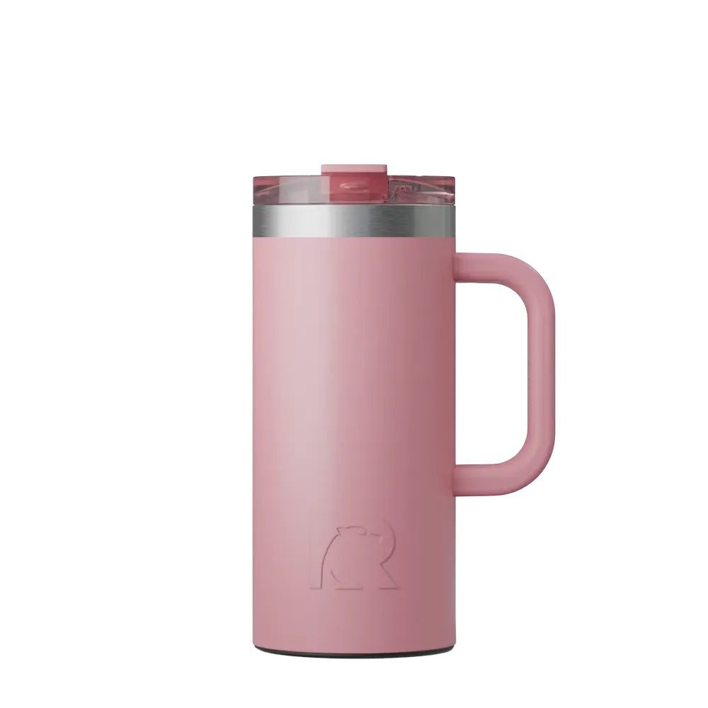Front customization side of the RTIC Road Trip Travel Mug 16 oz in Dusty Rose 
