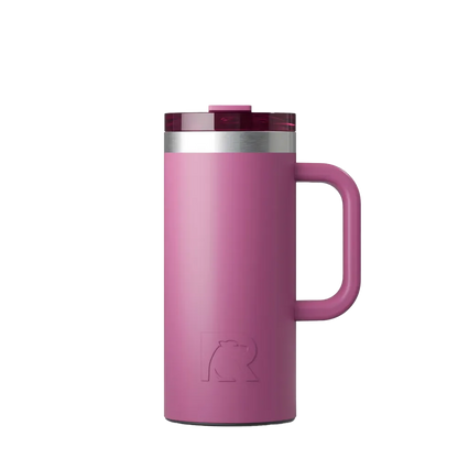 Front customization side of the RTIC Road Trip Travel Mug 16 oz in Orchid 