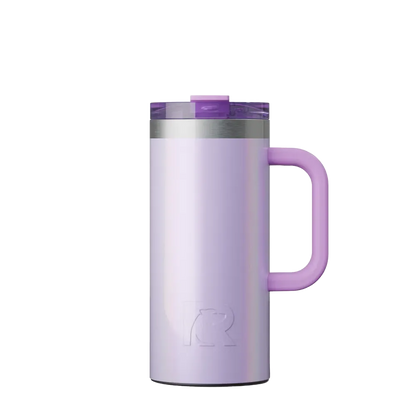 Front customization side of the RTIC Road Trip Travel Mug 16 oz in Glitter Lavender 