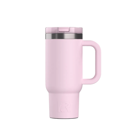 Front customization side of the RTIC Little Road Trip Tumbler 16 oz in Pale Pink 