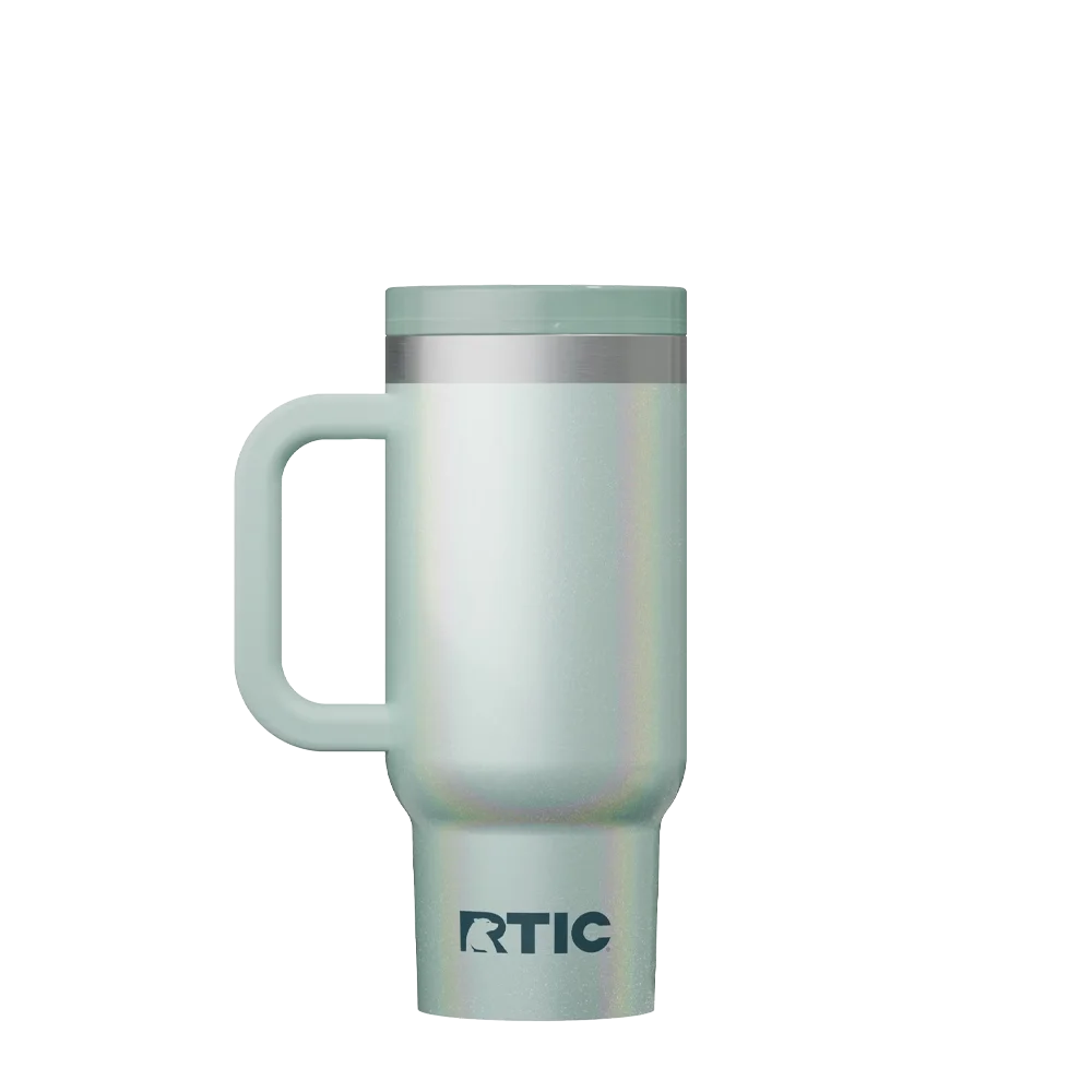 Back customization side of the RTIC Little Road Trip Tumbler 16 oz in Glitter Fresh Mint 