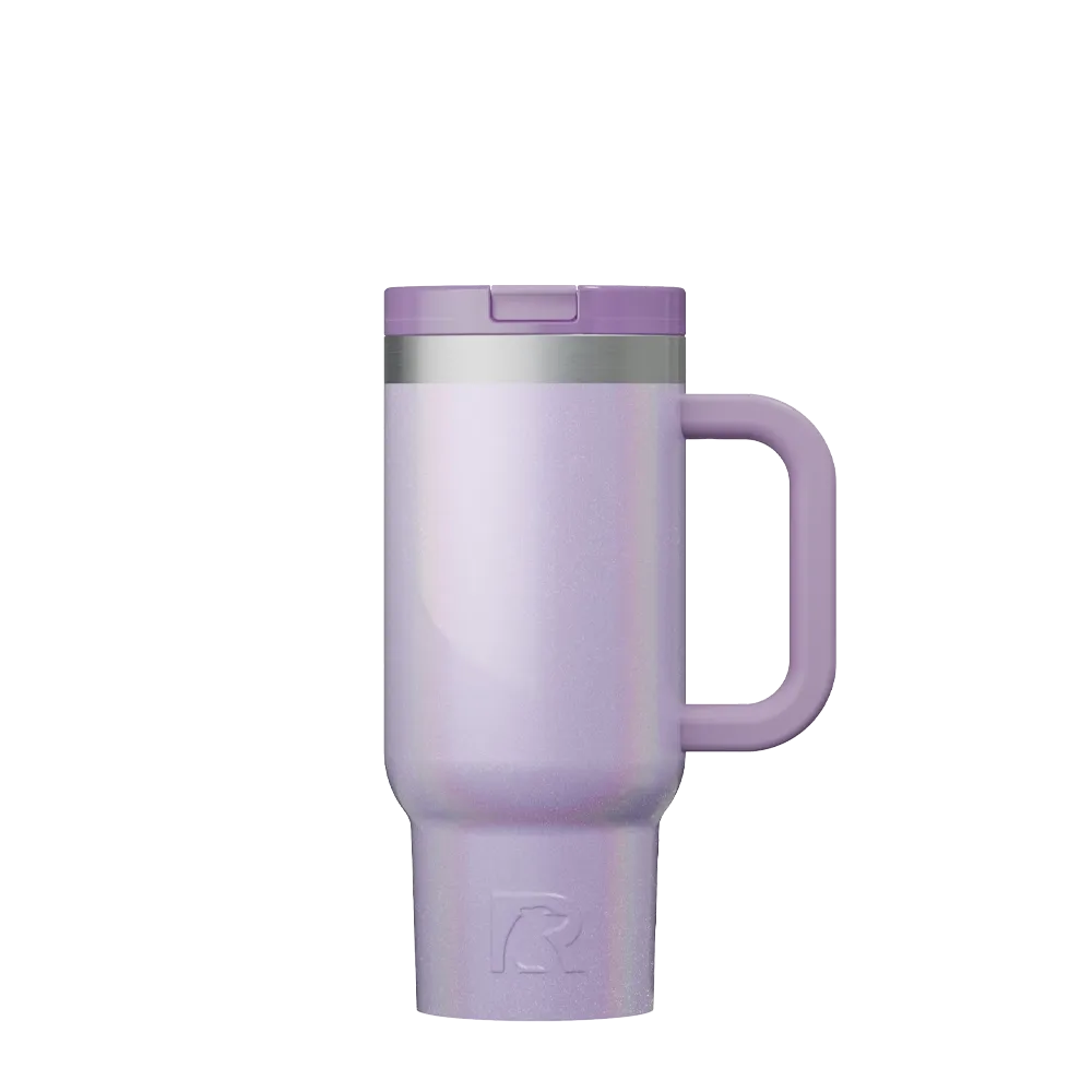 Front customization side of the RTIC Little Road Trip Tumbler 16 oz in Glitter Lavender 