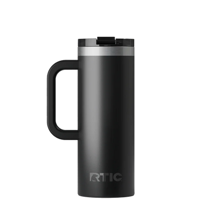 Back customization side of the RTIC Road Trip Travel Mug 20 oz in Black 