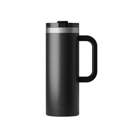 Front customization side of the RTIC Road Trip Travel Mug 20 oz in Black 