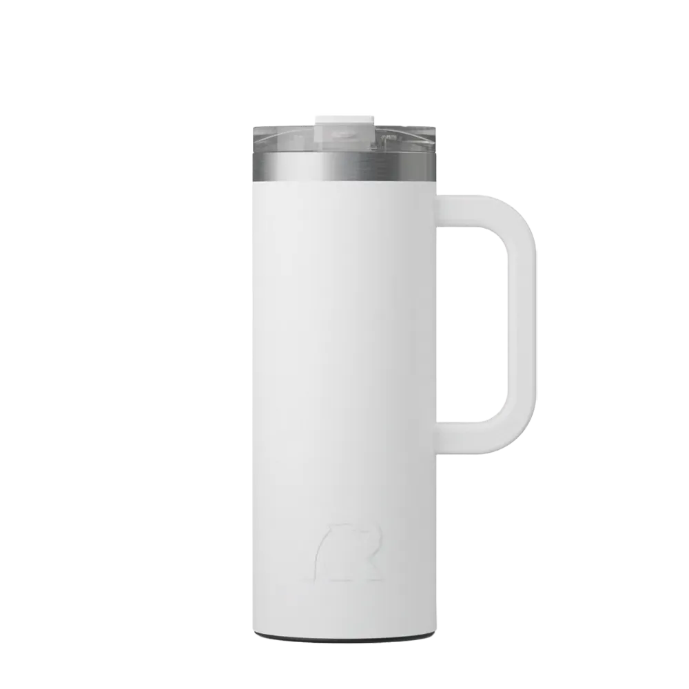 Front customization side of the RTIC Road Trip Travel Mug 20 oz in White 