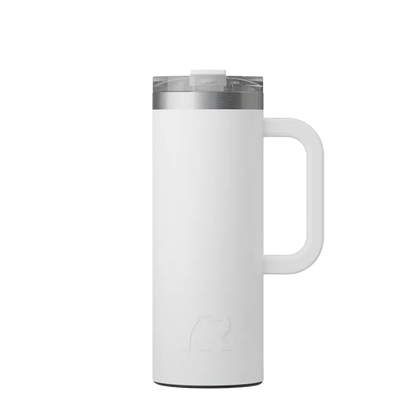 Front customization side of the RTIC Road Trip Travel Mug 20 oz in White 