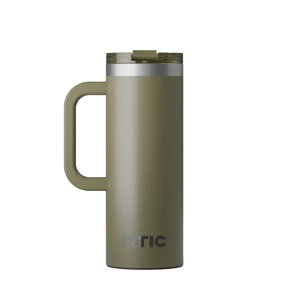 Back customization side of the RTIC Road Trip Travel Mug 20 oz in Olive 