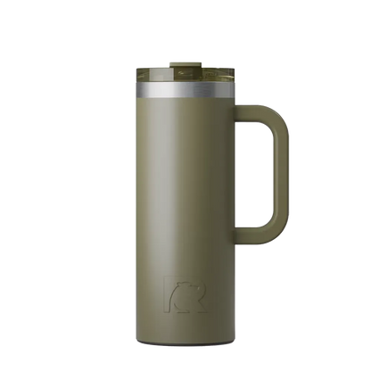 Front customization side of the RTIC Road Trip Travel Mug 20 oz in Olive 