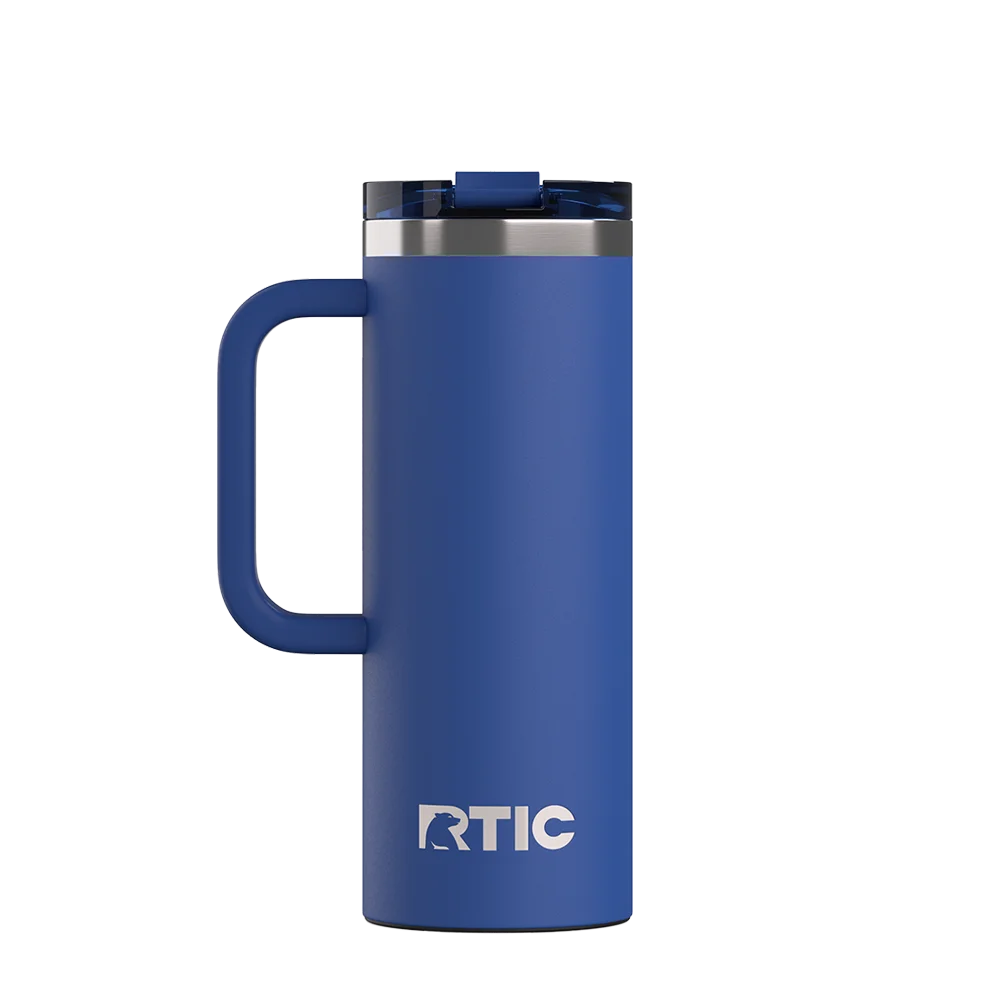 Back customization side of the RTIC Road Trip Travel Mug 20 oz in Cobalt 