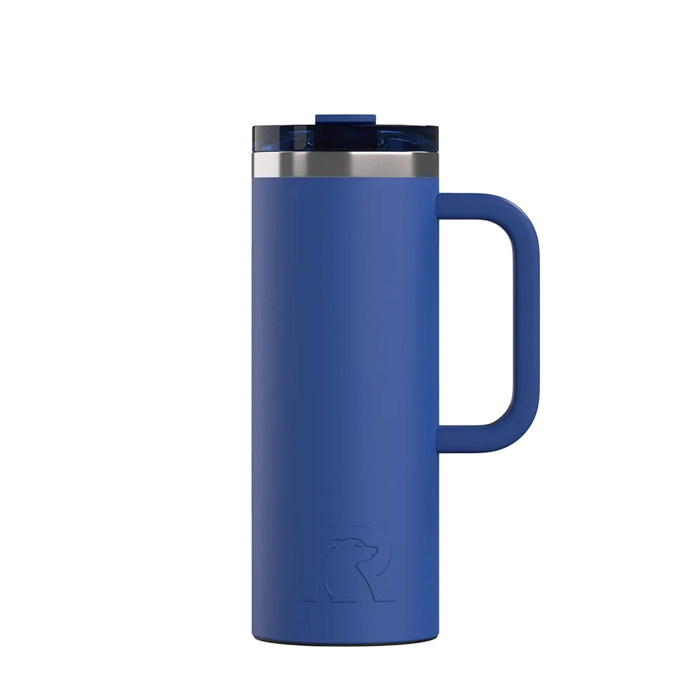 Front customization side of the RTIC Road Trip Travel Mug 20 oz in Cobalt 