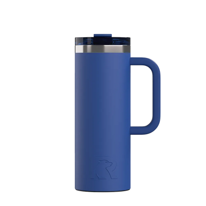 Front customization side of the RTIC Road Trip Travel Mug 20 oz in Cobalt 