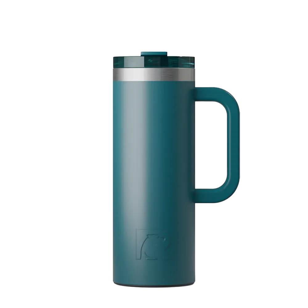 Front customization side of the RTIC Road Trip Travel Mug 20 oz in Deep Harbor 