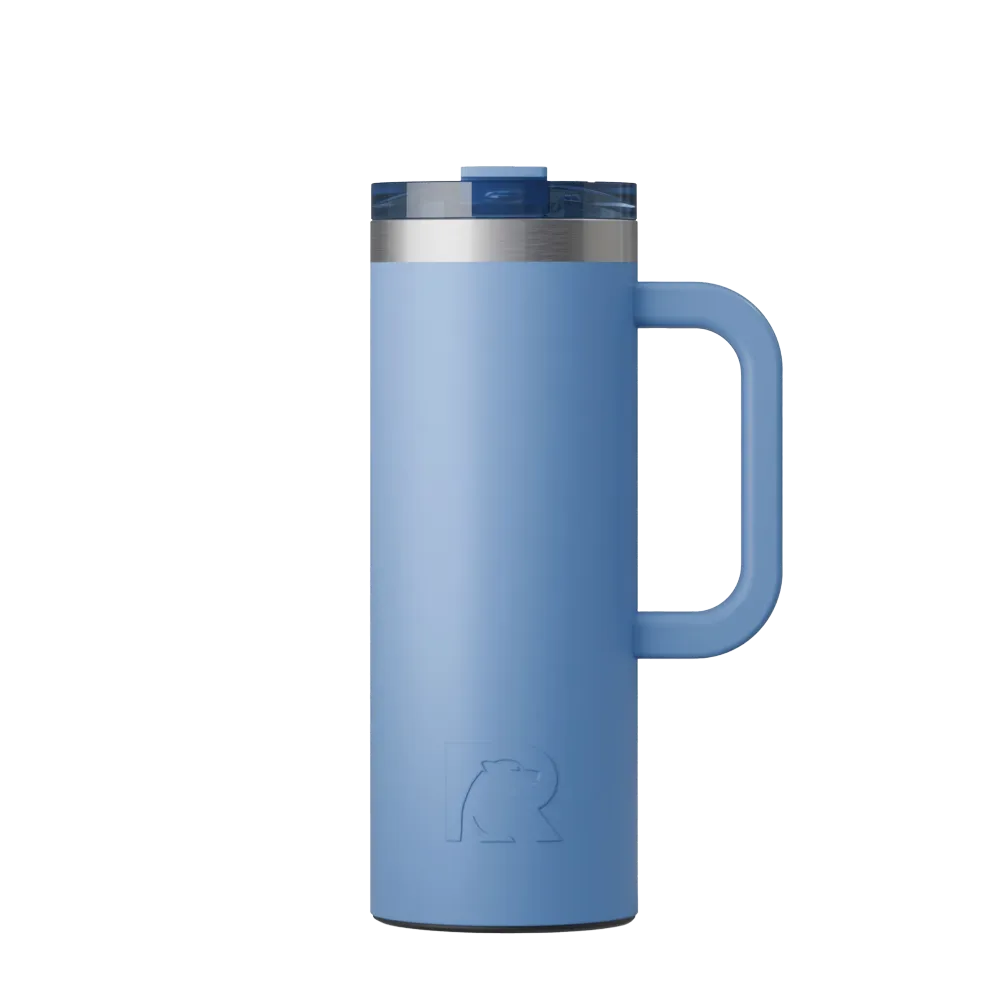 Front customization side of the RTIC Road Trip Travel Mug 20 oz in Denim 