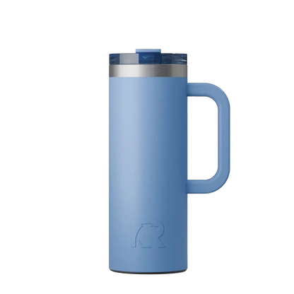 Front customization side of the RTIC Road Trip Travel Mug 20 oz in Denim 
