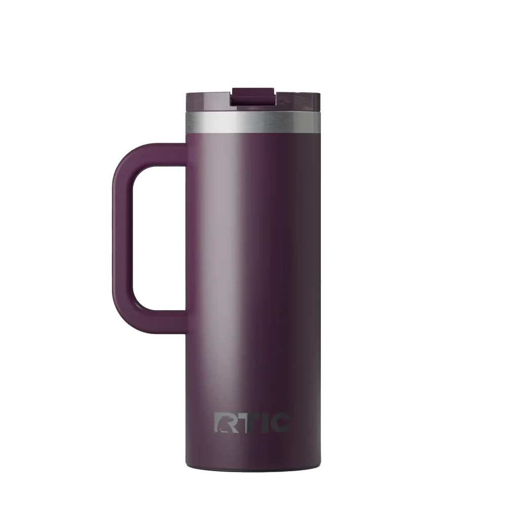 Back customization side of the RTIC Road Trip Travel Mug 20 oz in Plum 
