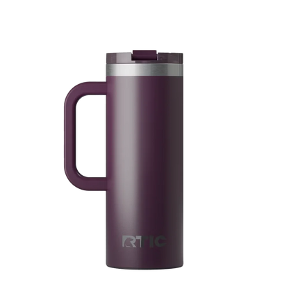 Back customization side of the RTIC Road Trip Travel Mug 20 oz in Plum 