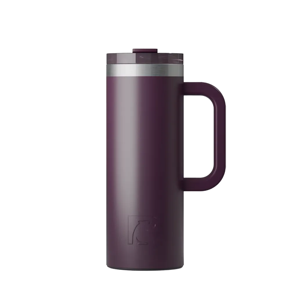 Front customization side of the RTIC Road Trip Travel Mug 20 oz in Plum 
