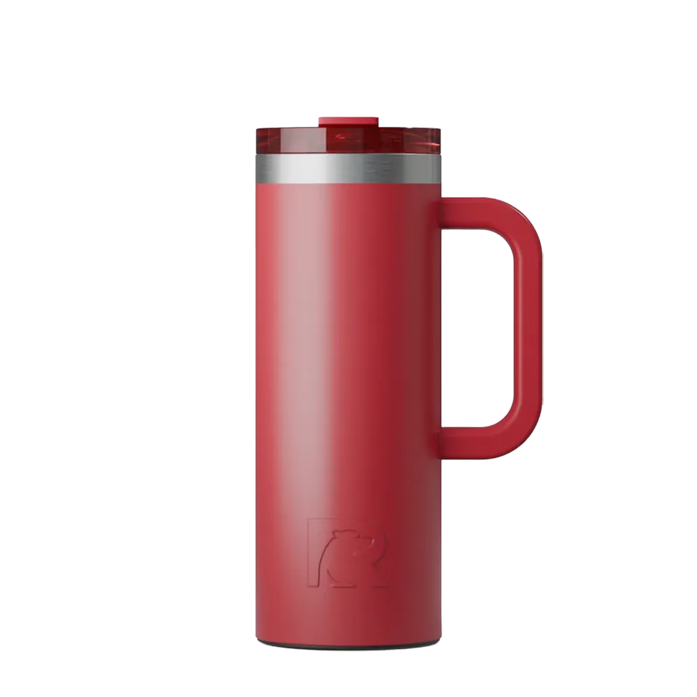 Front customization side of the RTIC Road Trip Travel Mug 20 oz in Flag Red 
