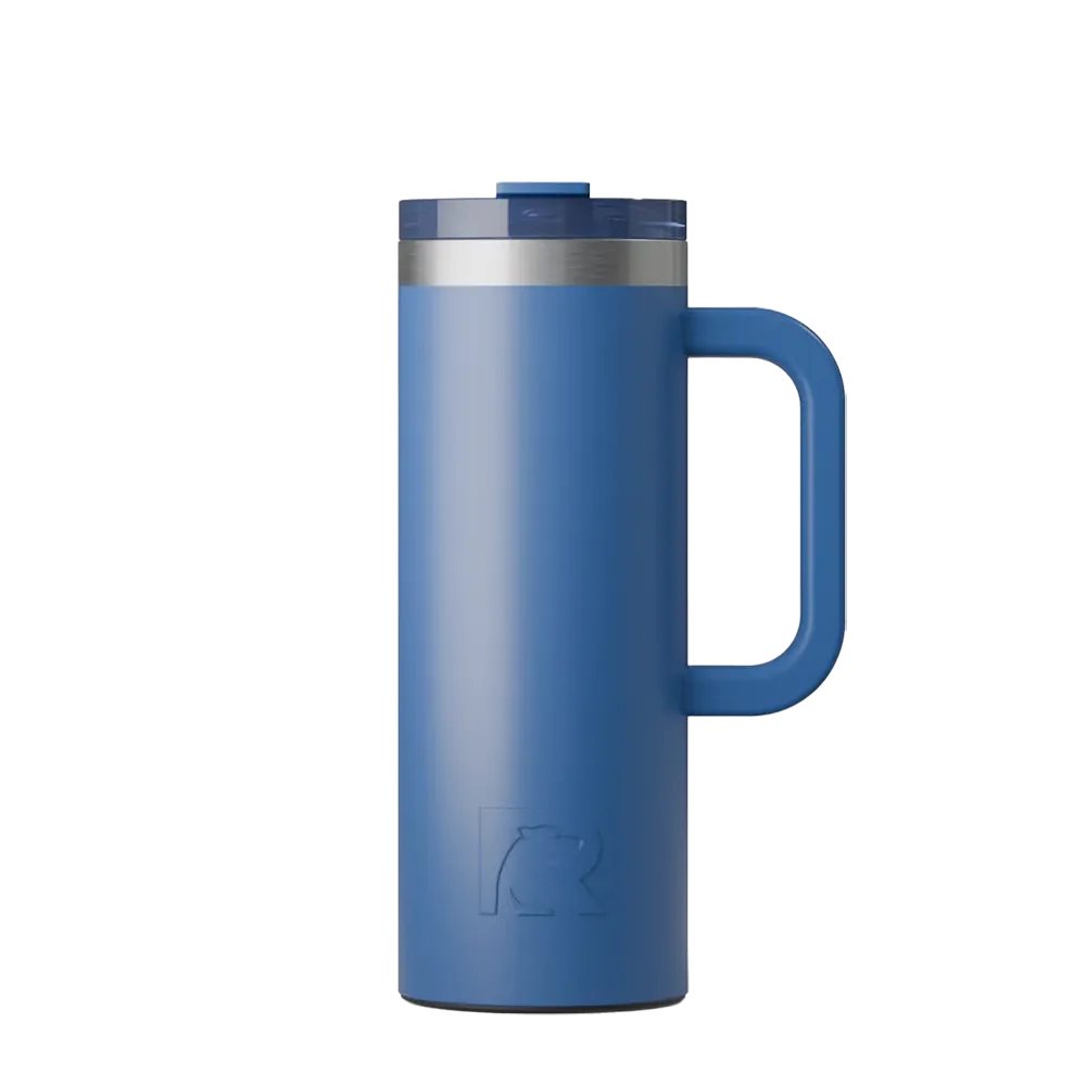 Front customization side of the RTIC Road Trip Travel Mug 20 oz in Pond 