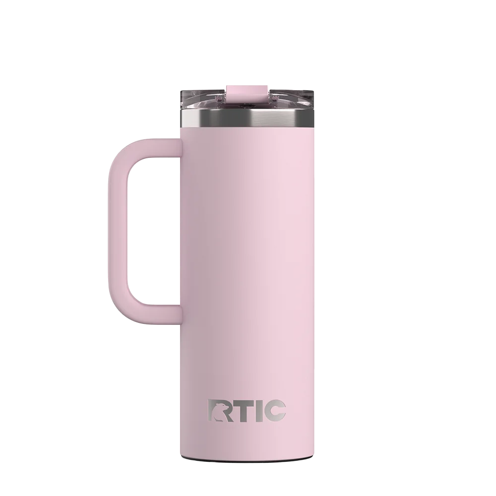 Back customization side of the RTIC Road Trip Travel Mug 20 oz in Pale Pink 
