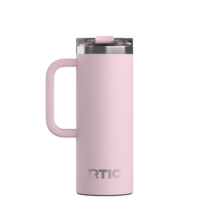 Back customization side of the RTIC Road Trip Travel Mug 20 oz in Pale Pink 