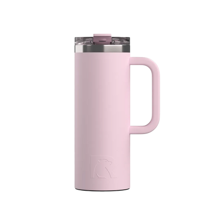 Front customization side of the RTIC Road Trip Travel Mug 20 oz in Pale Pink 