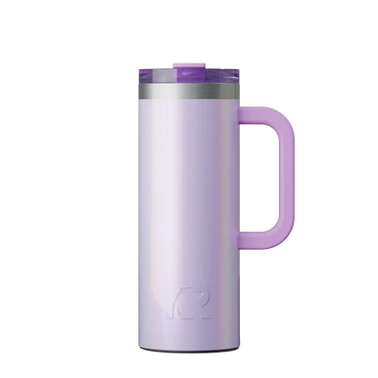 Front customization side of the RTIC Road Trip Travel Mug 20 oz in Glitter Lavender 