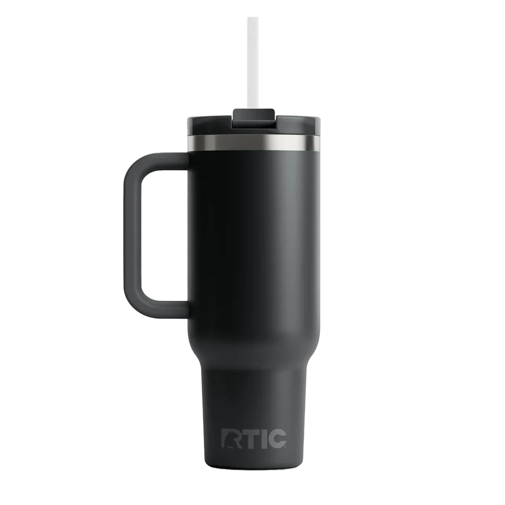 Back customization side of the RTIC Road Trip Tumbler 30 oz in Black 