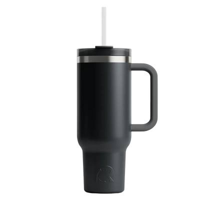 Front customization side of the RTIC Road Trip Tumbler 30 oz in Black 