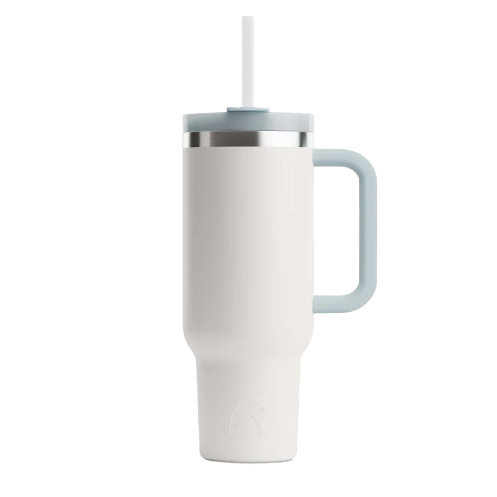 Front customization side of the RTIC Road Trip Tumbler 30 oz in White 