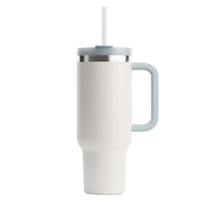 Front customization side of the RTIC Road Trip Tumbler 30 oz in White 