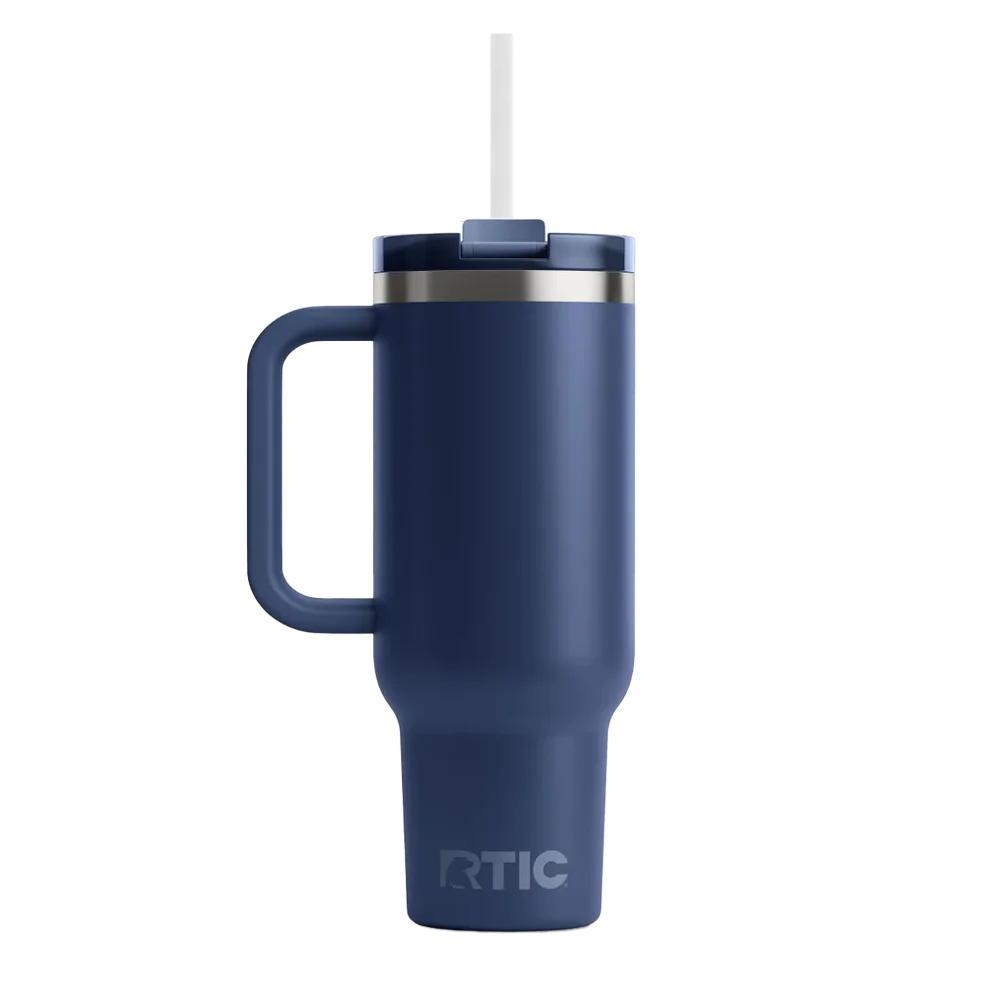 Back customization side of the RTIC Road Trip Tumbler 30 oz in Navy 