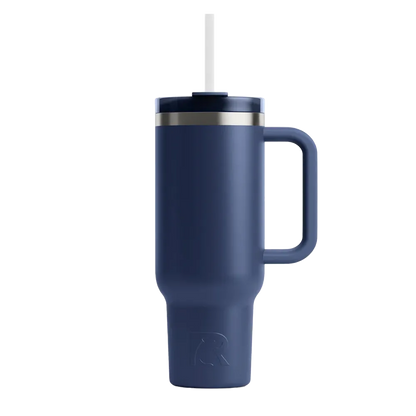 Front customization side of the RTIC Road Trip Tumbler 30 oz in Navy 