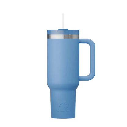Front customization side of the RTIC Road Trip Tumbler 30 oz in Denim 