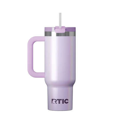 Back customization side of the RTIC Road Trip Tumbler 30 oz in Glitter Lavender 