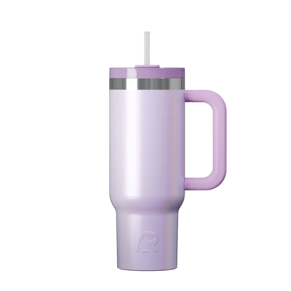 Front customization side of the RTIC Road Trip Tumbler 30 oz in Glitter Lavender 