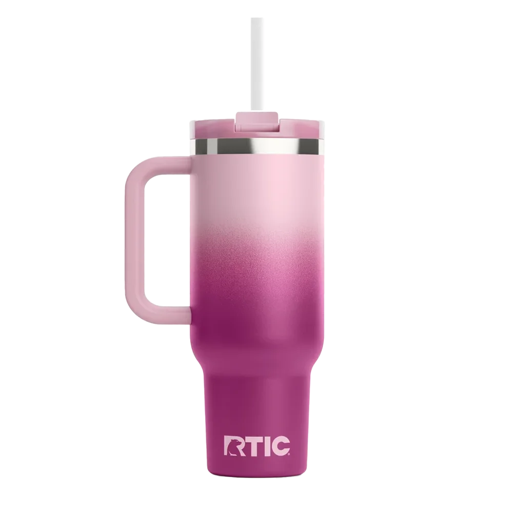 Back customization side of the RTIC Road Trip Tumbler 30 oz in Very Berry Ombre 